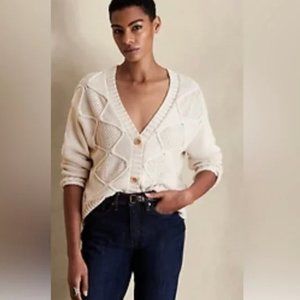Banana Republic Cream Cable Knit Cardigan Size XS